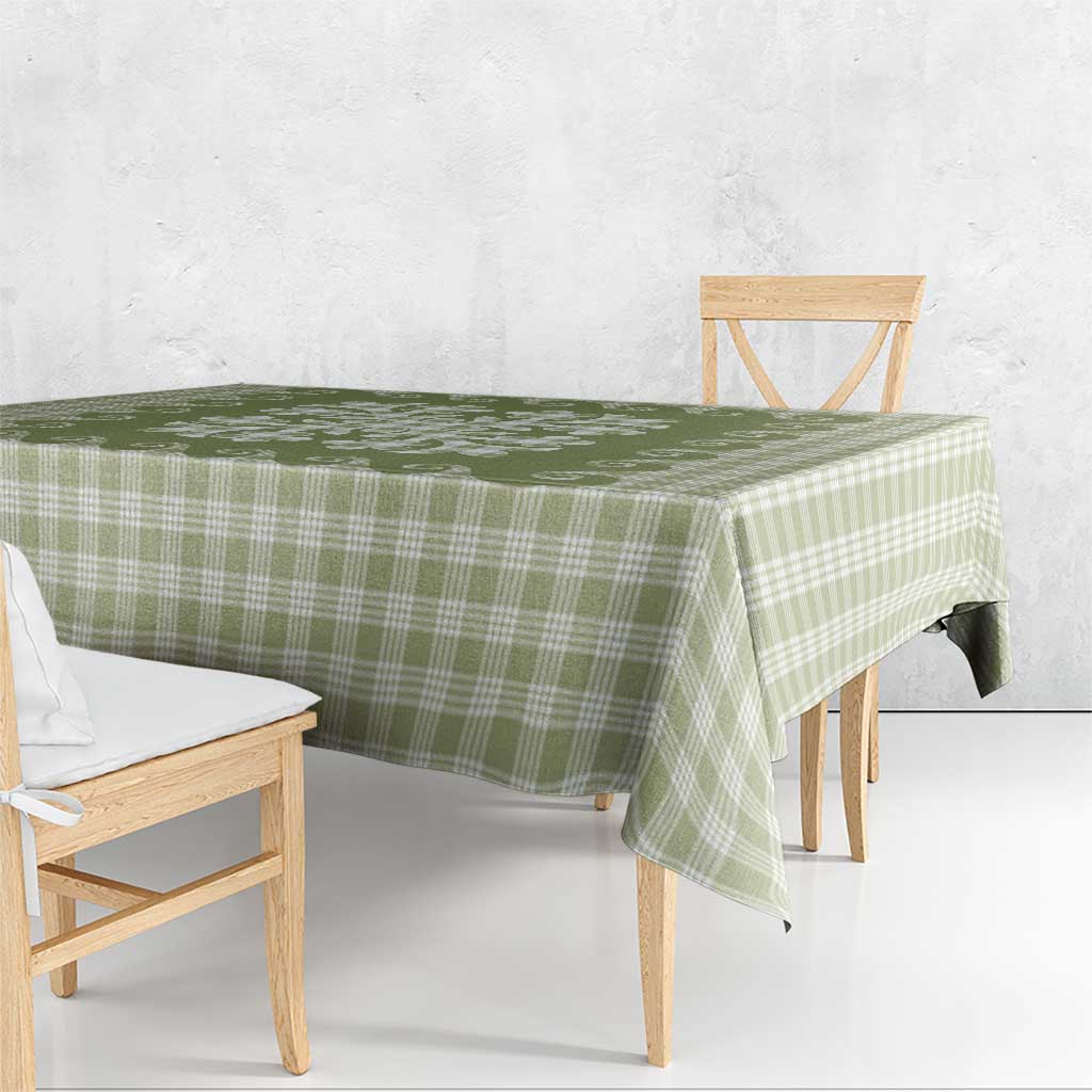 Green Ulu Palaka Quilt Pattern Tablecloth Hawaii Culture Breadfruit - Polynesian Pride