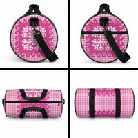 Pink Ulu Palaka Quilt Pattern Duffle Bag Hawaii Culture Breadfruit LT9 - Polynesian Pride