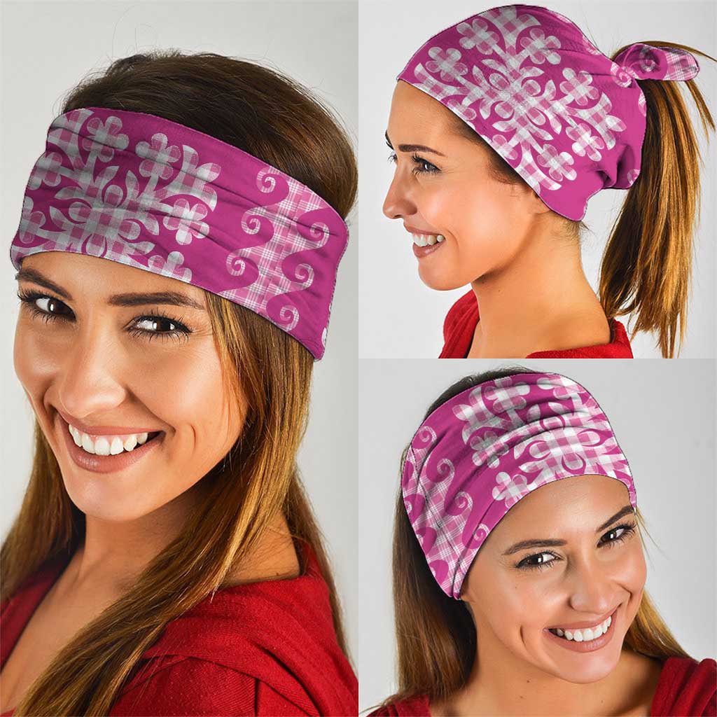 Pink Ulu Palaka Quilt Pattern Neck Gaiter Hawaii Culture Breadfruit - Polynesian Pride