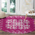 Pink Ulu Palaka Quilt Pattern Round Carpet Hawaii Culture Breadfruit - Polynesian Pride