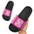 Pink Ulu Palaka Quilt Pattern Slide Sandals Hawaii Culture Breadfruit - Polynesian Pride