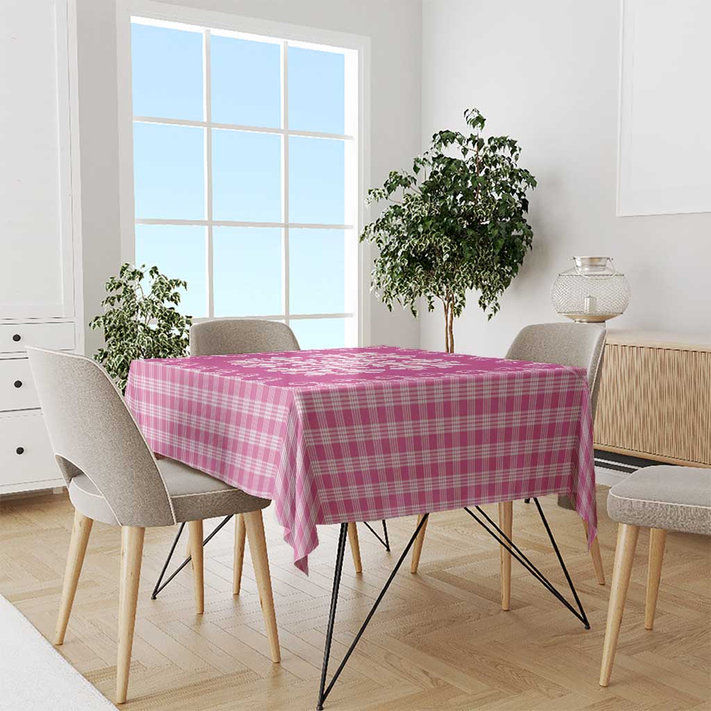 Pink Ulu Palaka Quilt Pattern Tablecloth Hawaii Culture Breadfruit - Polynesian Pride