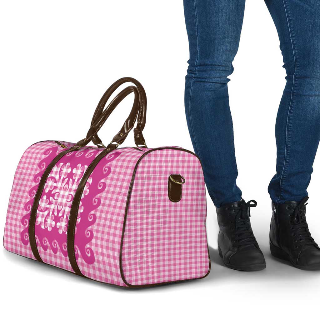 Pink Ulu Palaka Quilt Pattern Travel Bag Hawaii Culture Breadfruit - Polynesian Pride