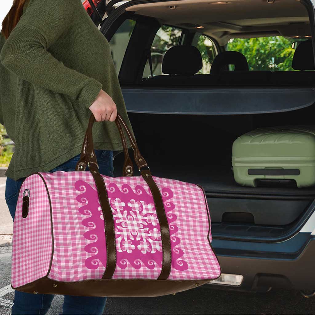 Pink Ulu Palaka Quilt Pattern Travel Bag Hawaii Culture Breadfruit - Polynesian Pride