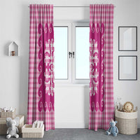 Pink Ulu Palaka Quilt Pattern Window Curtain Hawaii Culture Breadfruit - Polynesian Pride