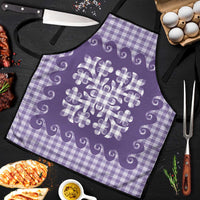 Purple Ulu Palaka Quilt Pattern Apron Hawaii Culture Breadfruit LT9 Purple - Polynesian Pride