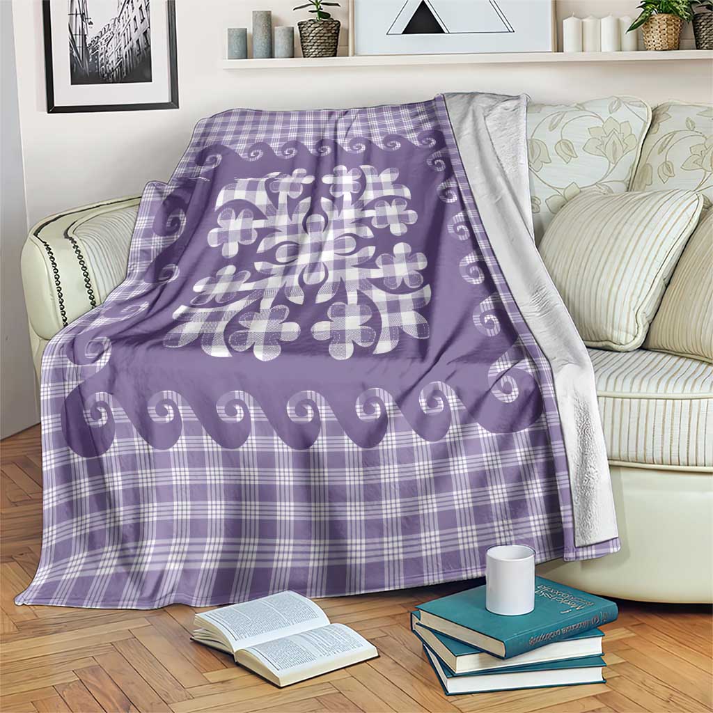 Purple Ulu Palaka Quilt Pattern Blanket Hawaii Culture Breadfruit LT9 Purple - Polynesian Pride