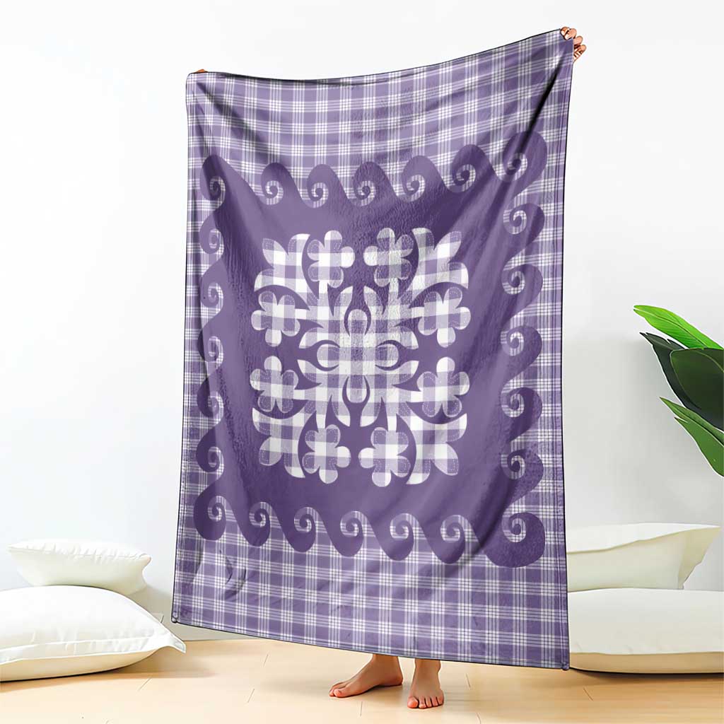 Purple Ulu Palaka Quilt Pattern Blanket Hawaii Culture Breadfruit LT9 - Polynesian Pride