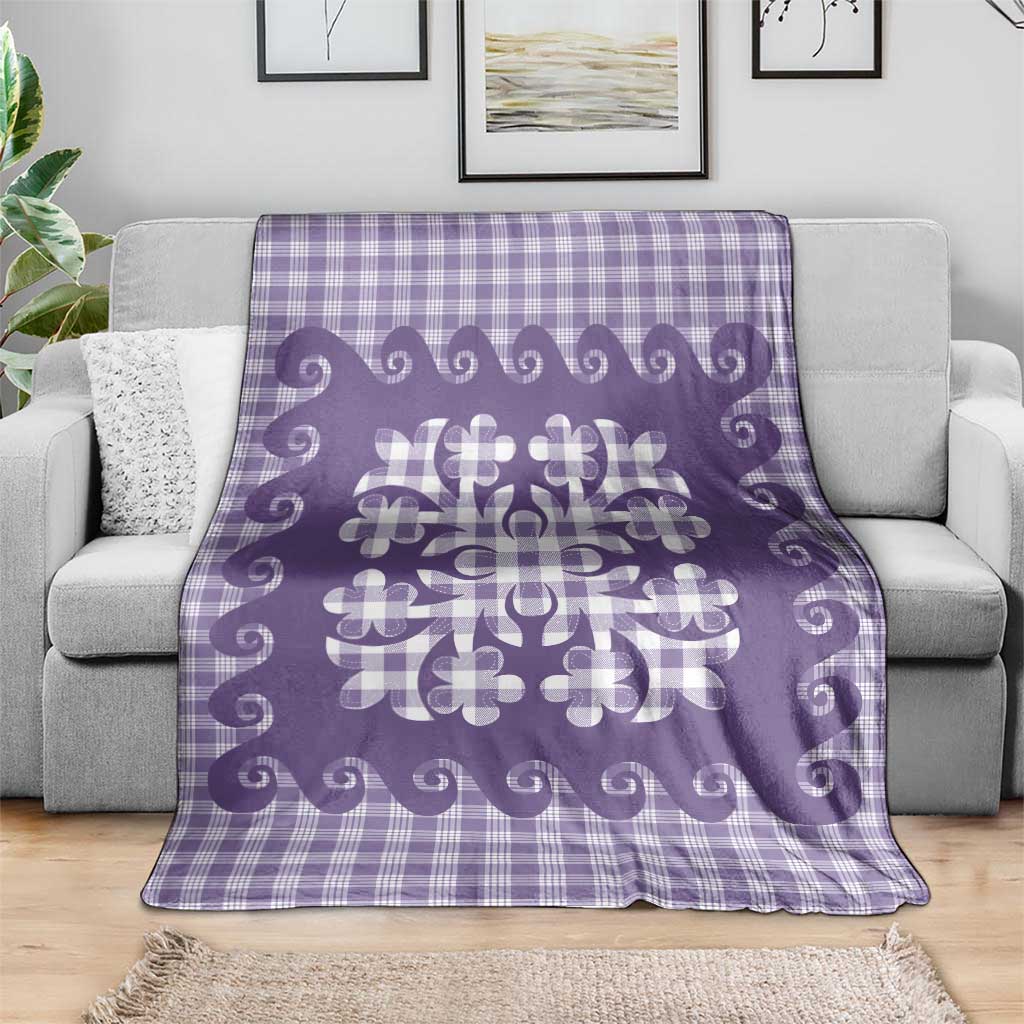 Purple Ulu Palaka Quilt Pattern Blanket Hawaii Culture Breadfruit LT9 - Polynesian Pride