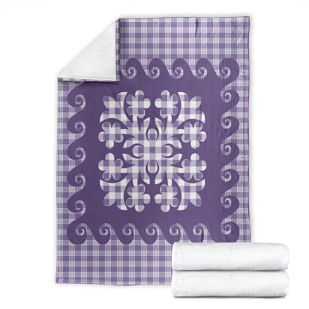 Purple Ulu Palaka Quilt Pattern Blanket Hawaii Culture Breadfruit LT9 - Polynesian Pride