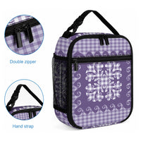 Purple Ulu Palaka Quilt Pattern Lunch Bag Hawaii Culture Breadfruit LT9 - Polynesian Pride