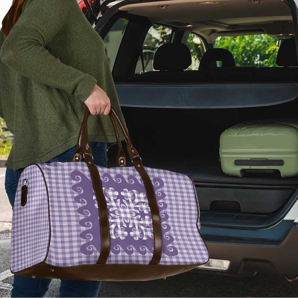 Purple Ulu Palaka Quilt Pattern Travel Bag Hawaii Culture Breadfruit - Polynesian Pride