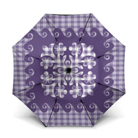 Purple Ulu Palaka Quilt Pattern Umbrella Hawaii Culture Breadfruit LT9 One Size Folded 11.42 inch Opened Diameter 37.4 inch Purple - Polynesian Pride