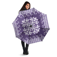 Purple Ulu Palaka Quilt Pattern Umbrella Hawaii Culture Breadfruit LT9 - Polynesian Pride