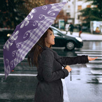 Purple Ulu Palaka Quilt Pattern Umbrella Hawaii Culture Breadfruit LT9 - Polynesian Pride