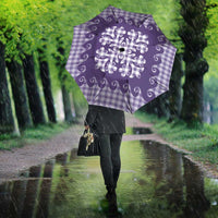 Purple Ulu Palaka Quilt Pattern Umbrella Hawaii Culture Breadfruit LT9 - Polynesian Pride