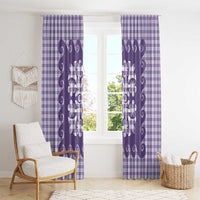 Purple Ulu Palaka Quilt Pattern Window Curtain Hawaii Culture Breadfruit - Polynesian Pride
