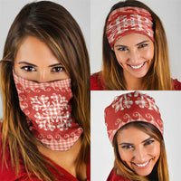 Red Ulu Palaka Quilt Pattern Neck Gaiter Hawaii Culture Breadfruit LT9 - Polynesian Pride