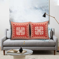 Red Ulu Palaka Quilt Pattern Pillow Cover Hawaii Culture Breadfruit - Polynesian Pride