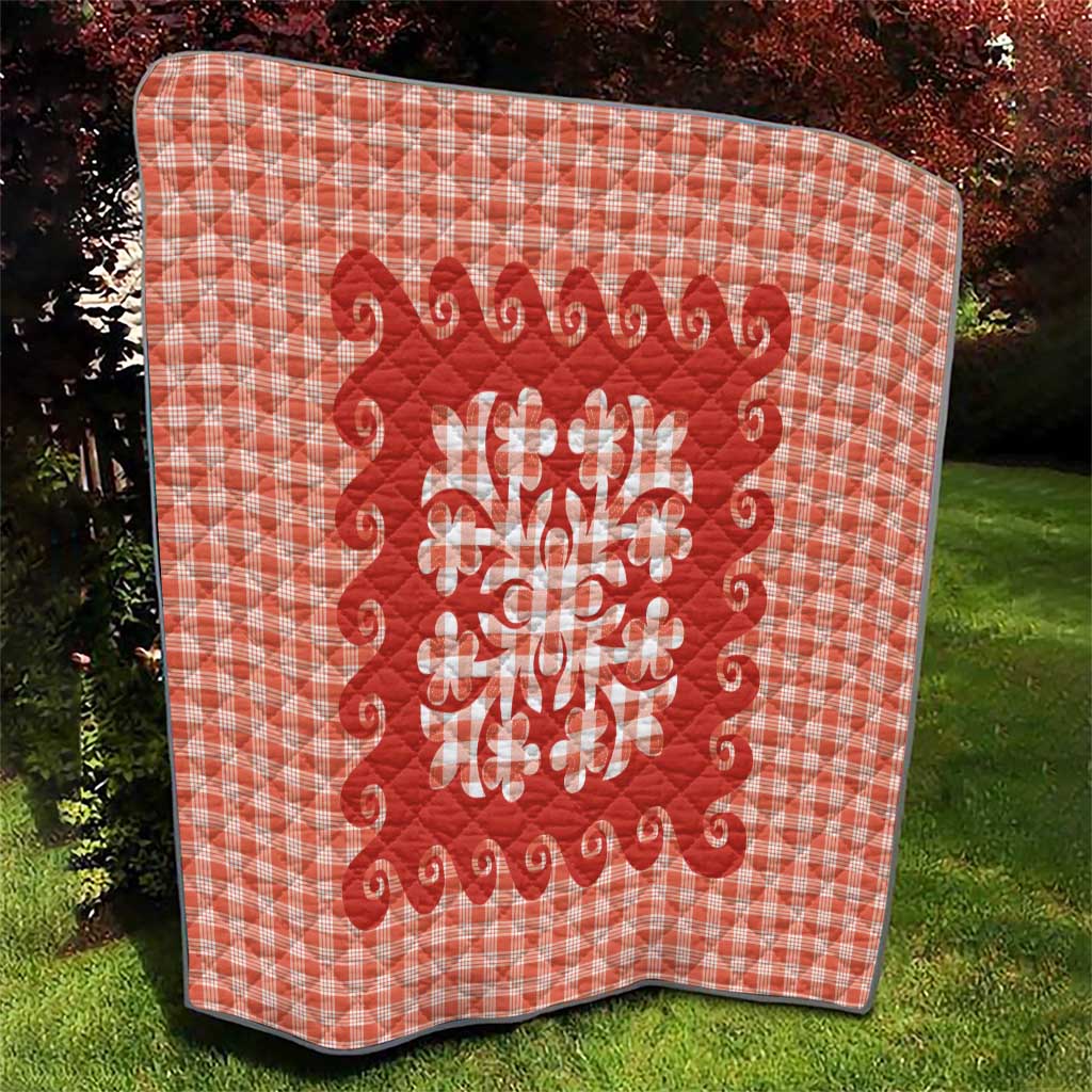 Red Ulu Palaka Quilt Pattern Quilt Hawaii Culture Breadfruit - Polynesian Pride