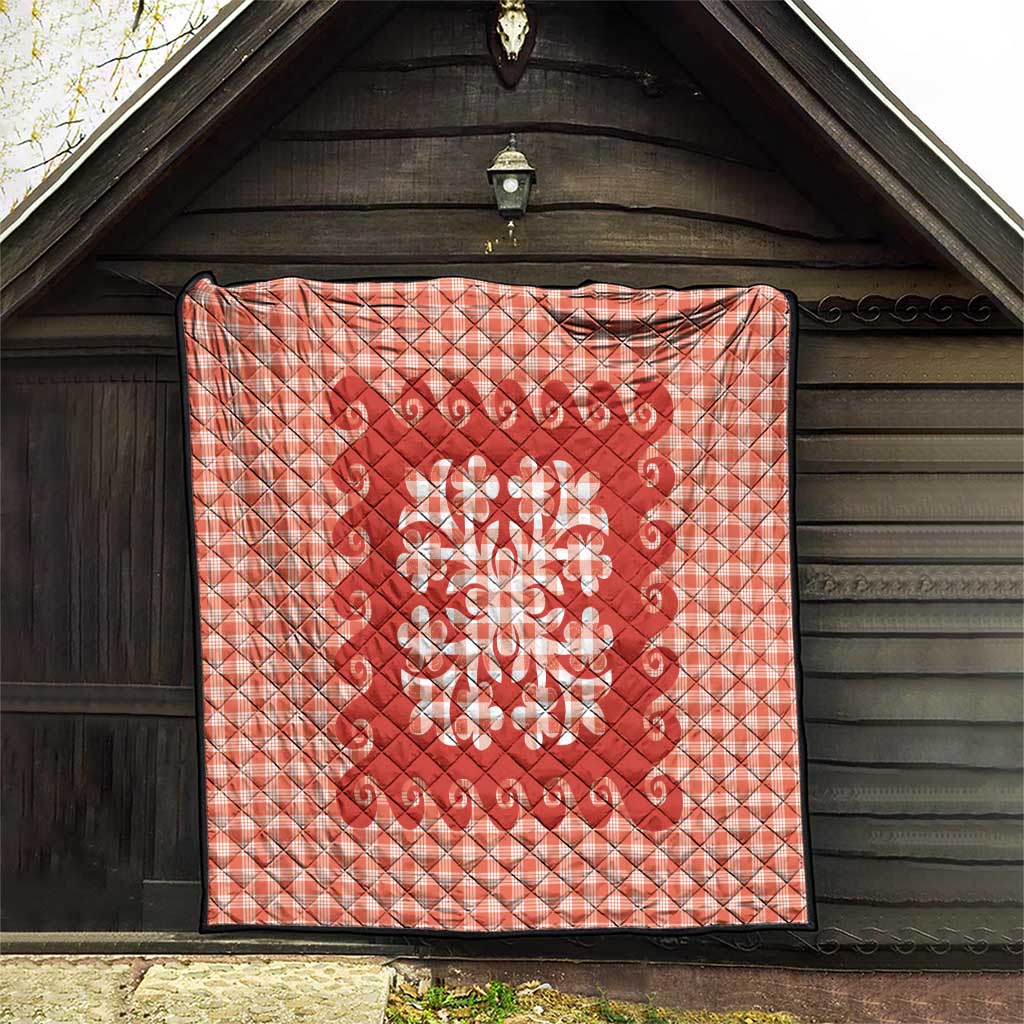 Red Ulu Palaka Quilt Pattern Quilt Hawaii Culture Breadfruit - Polynesian Pride