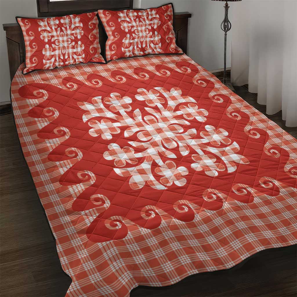 Red Ulu Palaka Quilt Pattern Quilt Bed Set Hawaii Culture Breadfruit LT9 Red - Polynesian Pride