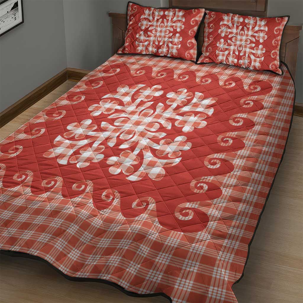 Red Ulu Palaka Quilt Pattern Quilt Bed Set Hawaii Culture Breadfruit LT9 - Polynesian Pride