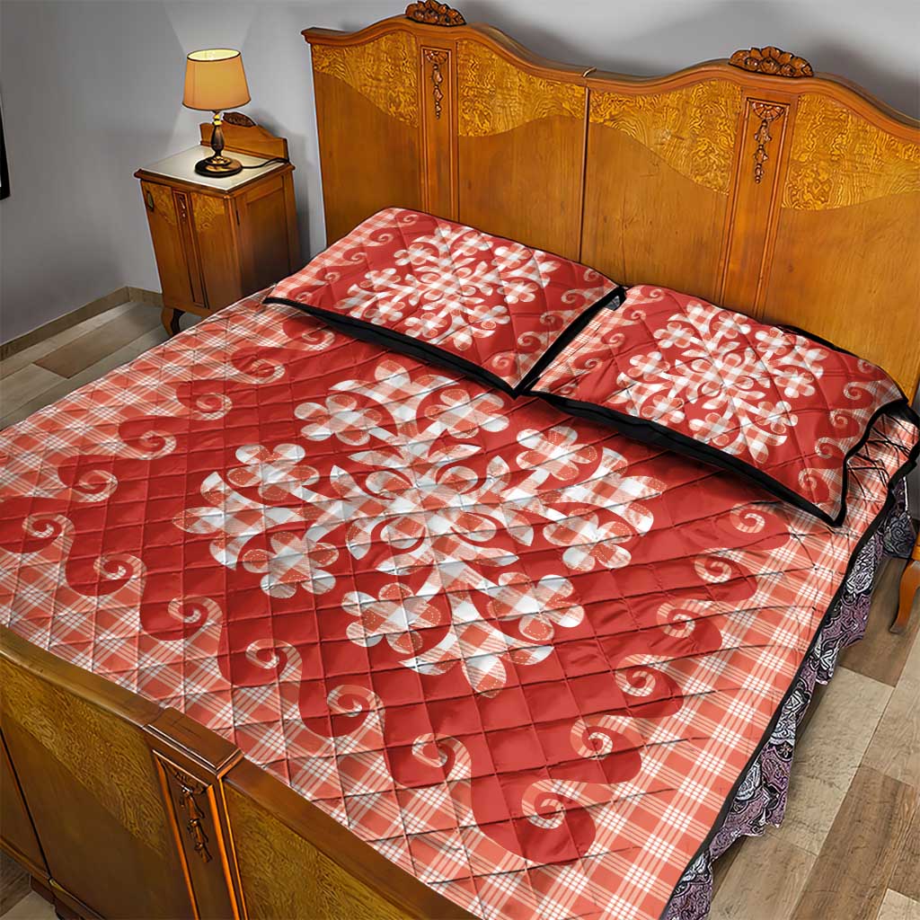 Red Ulu Palaka Quilt Pattern Quilt Bed Set Hawaii Culture Breadfruit LT9 - Polynesian Pride