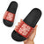 Red Ulu Palaka Quilt Pattern Slide Sandals Hawaii Culture Breadfruit - Polynesian Pride