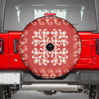 Red Ulu Palaka Quilt Pattern Spare Tire Cover Hawaii Culture Breadfruit - Polynesian Pride
