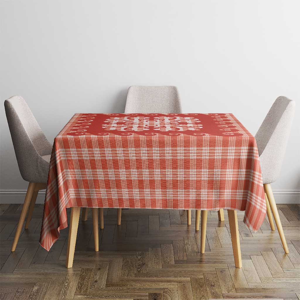 Red Ulu Palaka Quilt Pattern Tablecloth Hawaii Culture Breadfruit - Polynesian Pride