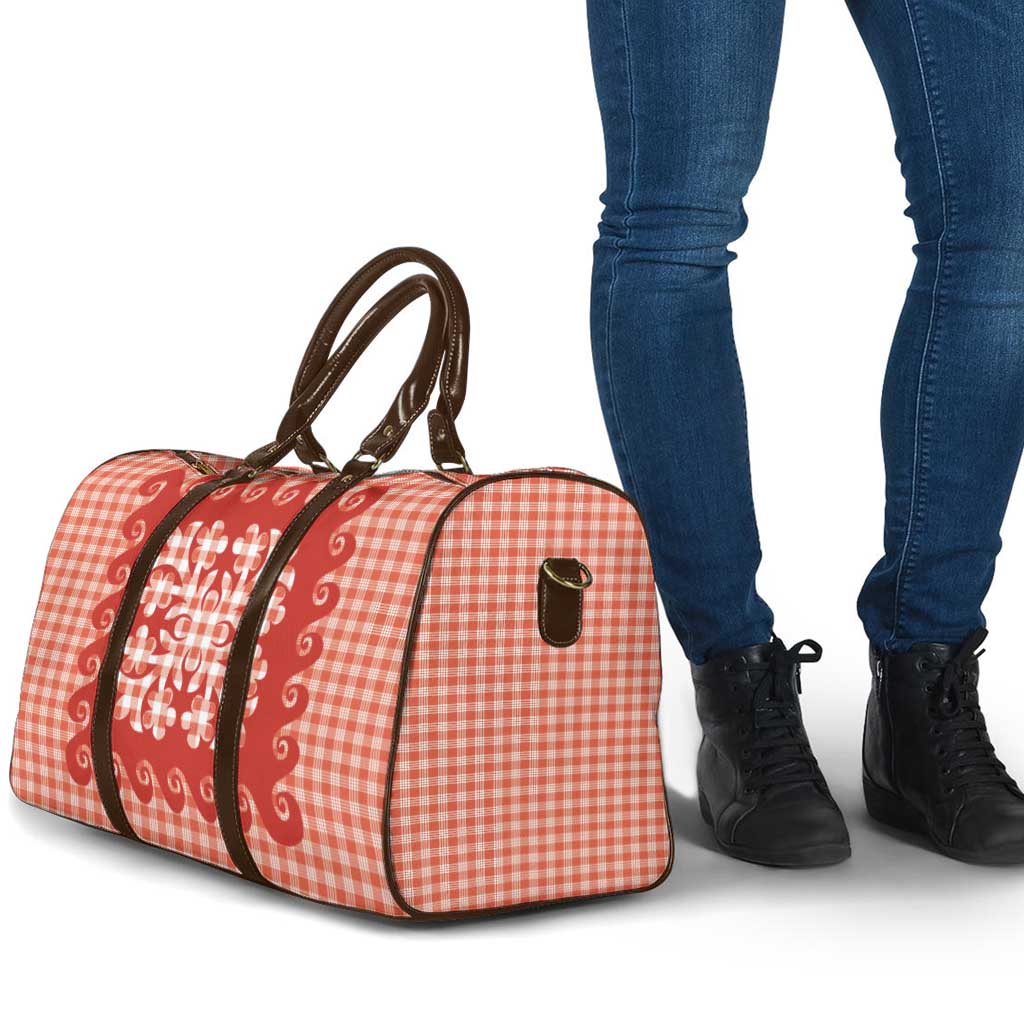 Red Ulu Palaka Quilt Pattern Travel Bag Hawaii Culture Breadfruit - Polynesian Pride