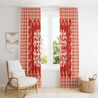 Red Ulu Palaka Quilt Pattern Window Curtain Hawaii Culture Breadfruit - Polynesian Pride