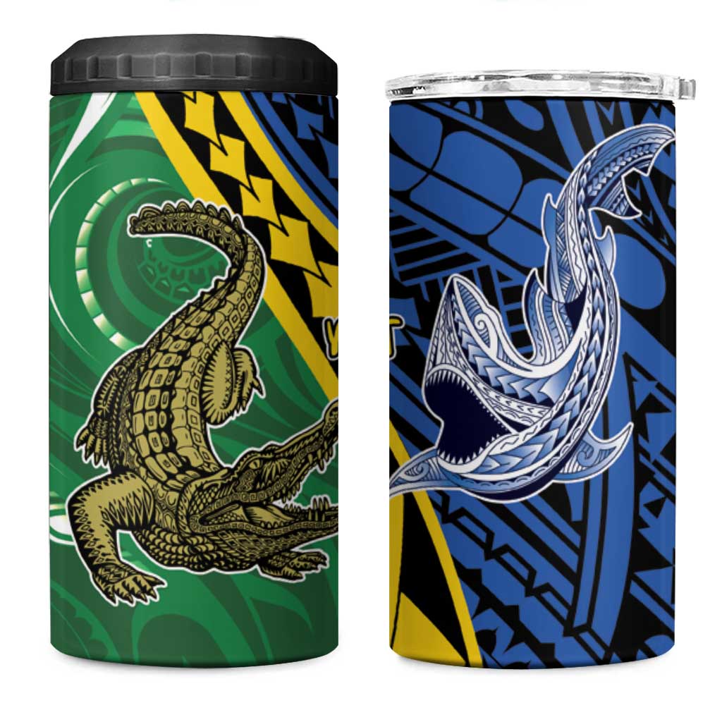 Personalised Crocodile and Shark Solomon Islands 4 in 1 Can Cooler Tumbler Polynesian Tribal Tattoo LT9 One Size: 16 oz Green - Polynesian Pride