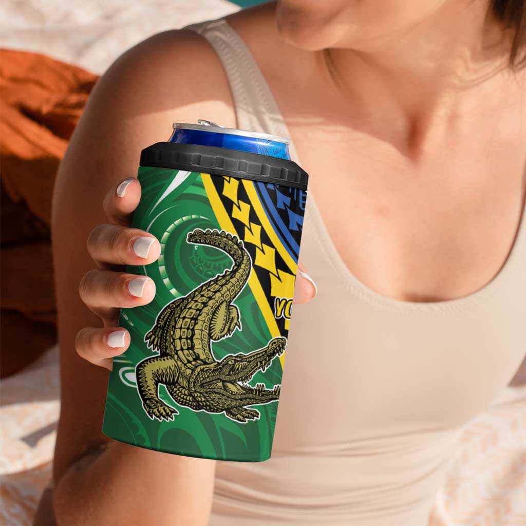 Personalised Crocodile and Shark Solomon Islands 4 in 1 Can Cooler Tumbler Polynesian Tribal Tattoo LT9 - Polynesian Pride