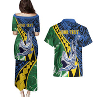 Personalised Crocodile and Shark Solomon Islands Couples Matching Puletasi and Hawaiian Shirt Polynesian Tribal Tattoo LT9 - Polynesian Pride