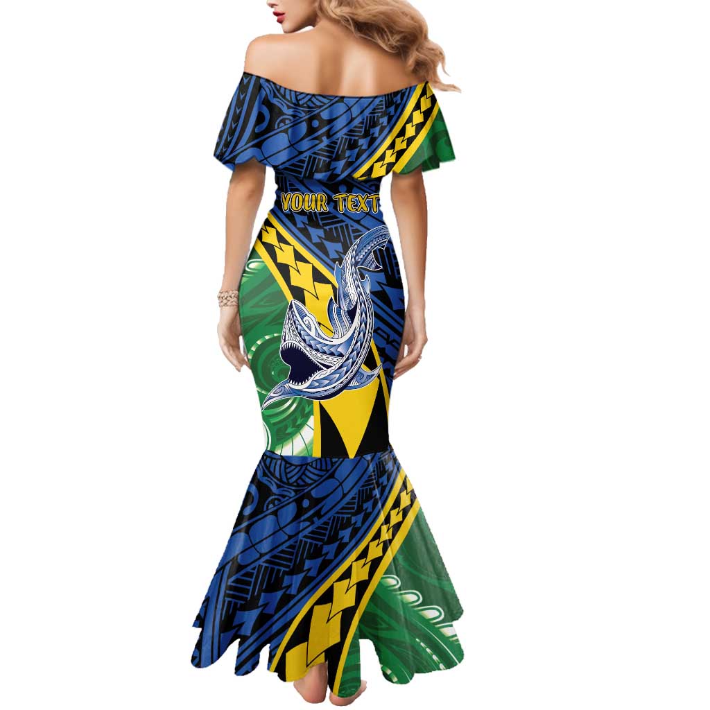 Personalised Crocodile and Shark Solomon Islands Family Matching Mermaid Dress and Hawaiian Shirt Polynesian Tribal Tattoo LT9 - Polynesian Pride