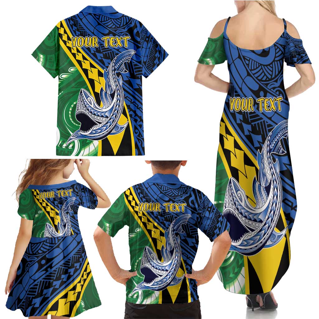 Personalised Crocodile and Shark Solomon Islands Family Matching Summer Maxi Dress and Hawaiian Shirt Polynesian Tribal Tattoo LT9 - Polynesian Pride