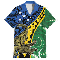 Personalised Crocodile and Shark Solomon Islands Family Matching Tank Maxi Dress and Hawaiian Shirt Polynesian Tribal Tattoo LT9 Dad's Shirt - Short Sleeve Green - Polynesian Pride