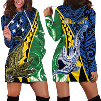 Personalised Crocodile and Shark Solomon Islands Hoodie Dress Polynesian Tribal Tattoo LT9 - Polynesian Pride