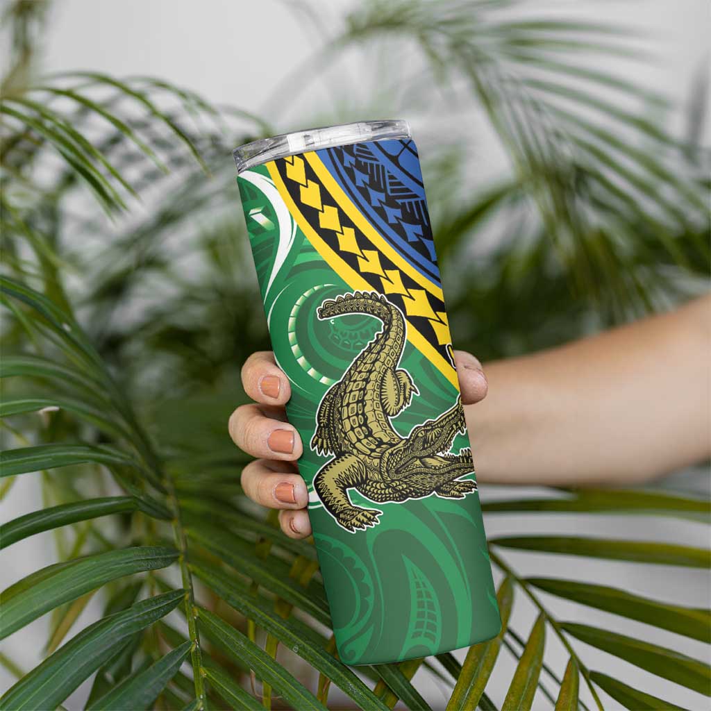 Personalised Crocodile and Shark Solomon Islands Skinny Tumbler Polynesian Tribal Tattoo LT9 - Polynesian Pride