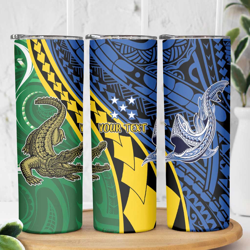 Personalised Crocodile and Shark Solomon Islands Skinny Tumbler Polynesian Tribal Tattoo LT9 - Polynesian Pride
