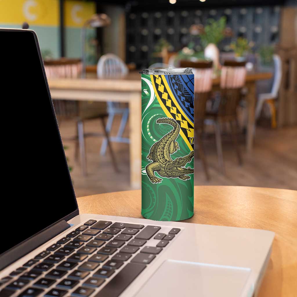Personalised Crocodile and Shark Solomon Islands Skinny Tumbler Polynesian Tribal Tattoo LT9 - Polynesian Pride