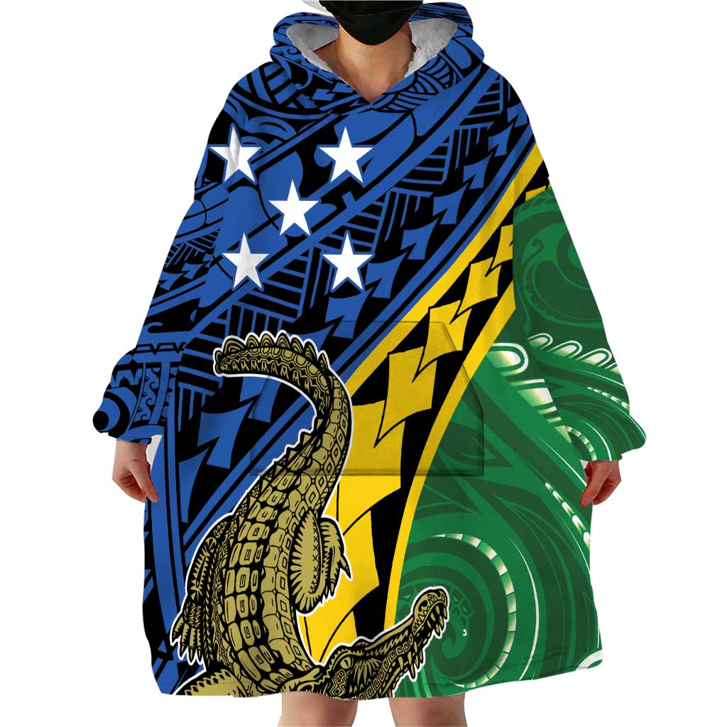Personalised Crocodile and Shark Solomon Islands Wearable Blanket Hoodie Polynesian Tribal Tattoo LT9 - Polynesian Pride