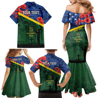Personalised Solomon Islands Remembrance Day Family Matching Mermaid Dress and Hawaiian Shirt We Will Remember Them with Camouflage Style LT9 - Polynesian Pride