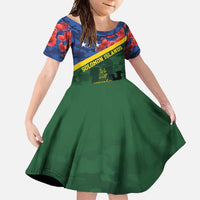 Personalised Solomon Islands Remembrance Day Family Matching Off Shoulder Maxi Dress and Hawaiian Shirt We Will Remember Them with Camouflage Style LT9 Daughter's Dress Green - Polynesian Pride
