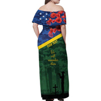 Personalised Solomon Islands Remembrance Day Family Matching Off Shoulder Maxi Dress and Hawaiian Shirt We Will Remember Them with Camouflage Style LT9 - Polynesian Pride