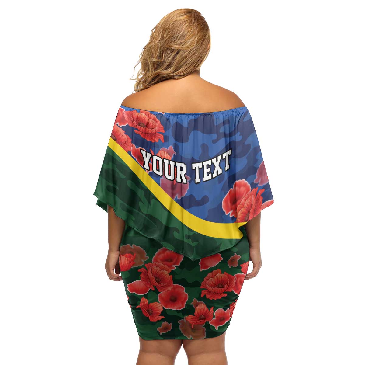Personalised Solomon Islands Remembrance Day Family Matching Off Shoulder Short Dress and Hawaiian Shirt We Will Remember Them with Camouflage Style LT9 - Polynesian Pride