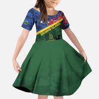 Personalised Solomon Islands Remembrance Day Family Matching Puletasi and Hawaiian Shirt We Will Remember Them with Camouflage Style LT9 Daughter's Dress Green - Polynesian Pride
