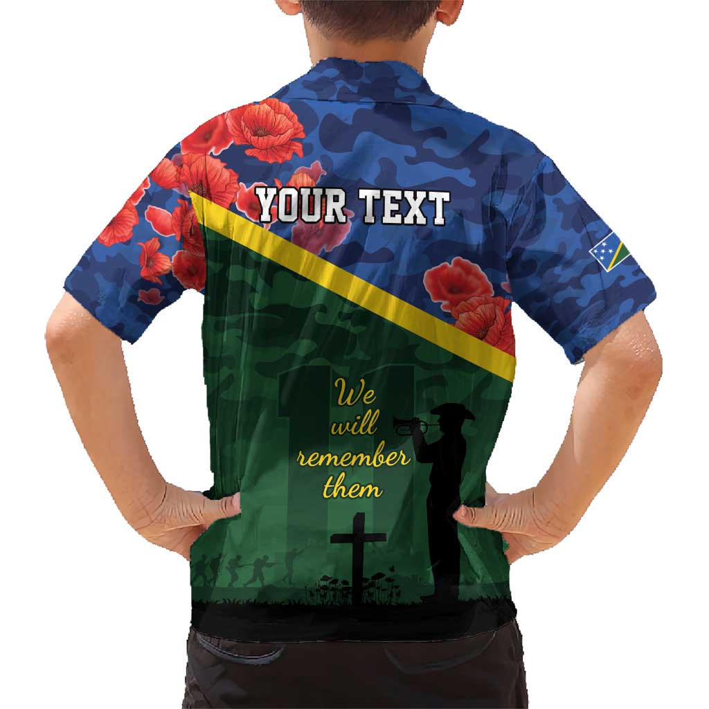 Personalised Solomon Islands Remembrance Day Family Matching Short Sleeve Bodycon Dress and Hawaiian Shirt We Will Remember Them with Camouflage Style LT9 - Polynesian Pride